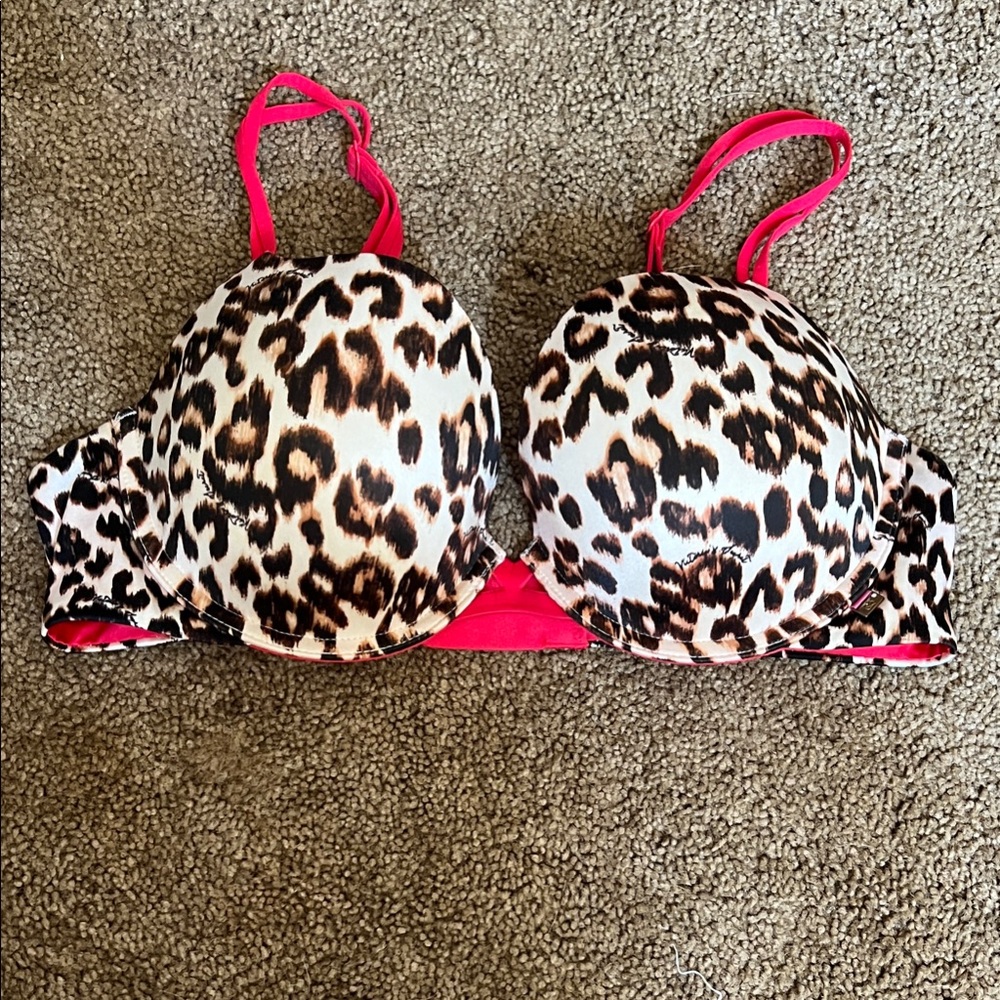 Victoria's Secret Leopard Print Bra with Red Straps